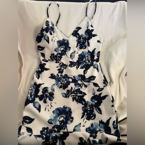 Iris white and blue floral dress